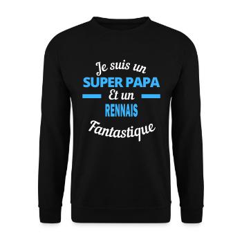 SUPER PAPA Fantastique RENNAIS - Sweat-shirt Unisexe - noir - Devant - Alina (178cm) & Michal (187cm)