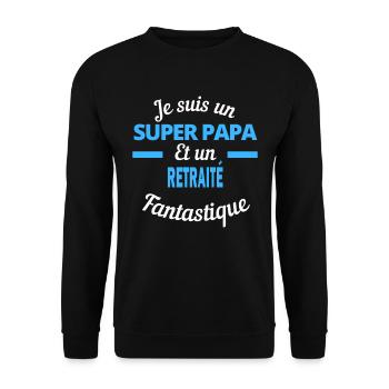 SUPER PAPA Fantastique RETRAITÉ - Sweat-shirt Unisexe - noir - Devant - Alina (178cm) & Michal (187cm)
