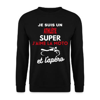 moto phrase drôle apéro ATHLÈTE citation - Sweat-shirt Unisexe - noir - Devant - Alina (178cm) & Michal (187cm)