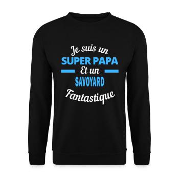 SUPER PAPA Fantastique SAVOYARD - Sweat-shirt Unisexe - noir - Devant - Alina (178cm) & Michal (187cm)