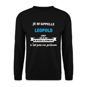 Je m'appelle excellence Leopold - Sweat-shirt Unisexe - noir - Devant - Alina (178cm) & Michal (187cm)