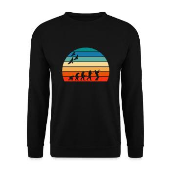 Retro Vintage Sunset Evolution SAXOPHON - Unisex Pullover - Schwarz - Vorne - Alina (178cm) & Michal (187cm)
