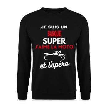 moto phrase drôle apéro BASQUE citation - Sweat-shirt Unisexe - noir - Devant - Alina (178cm) & Michal (187cm)
