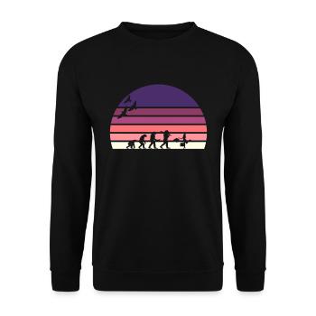 retro vintage sunset evolution SHOPPING - Unisex Sweatshirt - black - Front - Alina (178cm) & Michal (187cm)