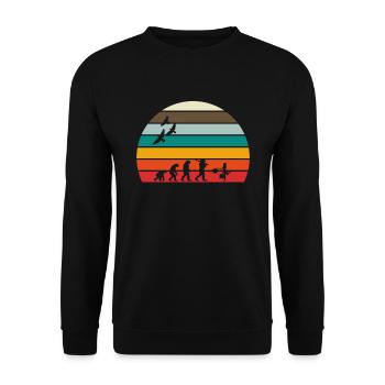 retro vintage sunset évolution shoping - Sweat-shirt Unisexe - noir - Devant - Alina (178cm) & Michal (187cm)