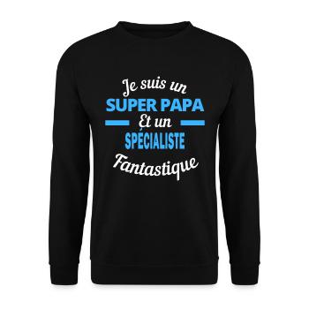 SUPER PAPA Fantastique SPÉCIALISTE - Sweat-shirt Unisexe - noir - Devant - Alina (178cm) & Michal (187cm)