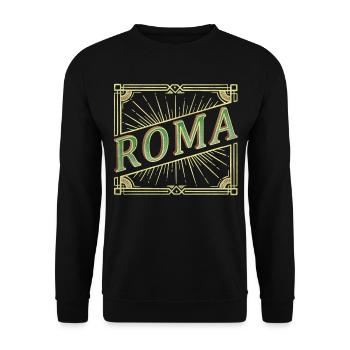 Rom Roma Italien Stadt Schrift Vintage Retro Antik - Unisex Pullover - Schwarz - Vorne - Alina (178cm) & Michal (187cm)