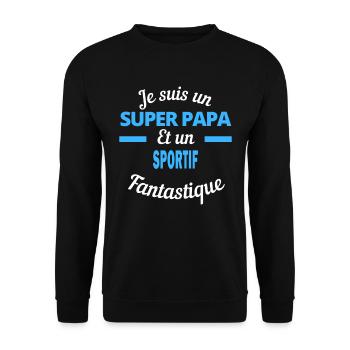 SUPER PAPA Fantastique SPORTIF - Sweat-shirt Unisexe - noir - Devant - Alina (178cm) & Michal (187cm)