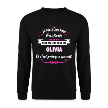 je ne suis pas Parfaite Olivia - Sweat-shirt Unisexe - noir - Devant - Alina (178cm) & Michal (187cm)