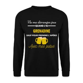 Ne me dérangez pas QUAND J'ai l'apéro grenadine - Sweat-shirt Unisexe - noir - Devant - Alina (178cm) & Michal (187cm)