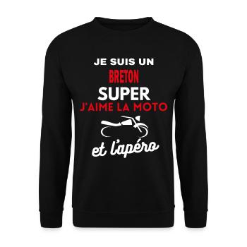 moto phrase drôle apéro BRETON citation - Sweat-shirt Unisexe - noir - Devant - Alina (178cm) & Michal (187cm)