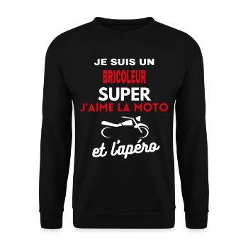 moto phrase drôle apéro BRICOLEUR citation - Sweat-shirt Unisexe - noir - Devant - Alina (178cm) & Michal (187cm)