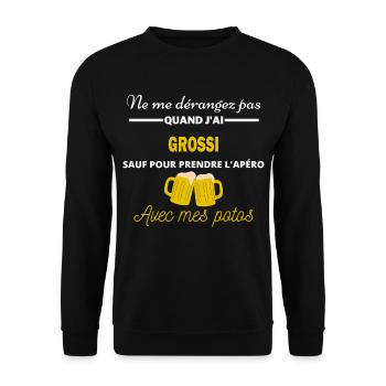 Ne me dérangez pas QUAND J'ai l'apéro grossi - Sweat-shirt Unisexe - noir - Devant - Alina (178cm) & Michal (187cm)