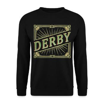 Derby Angleterre UK City Font Vintage Rétro - Sweat-shirt Unisexe - noir - Devant - Alina (178cm) & Michal (187cm)