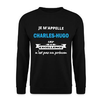 Je m'appelle excellence Charles-Hugo - Sweat-shirt Unisexe - noir - Devant - Alina (178cm) & Michal (187cm)