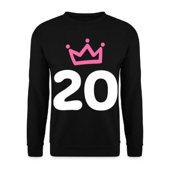 20 years 20th birthday Krone - Unisex Sweatshirt - black - Front - Alina (178cm) & Michal (187cm)