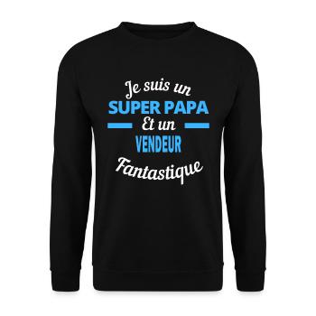 SUPER PAPA Fantastique VENDEUR - Sweat-shirt Unisexe - noir - Devant - Alina (178cm) & Michal (187cm)