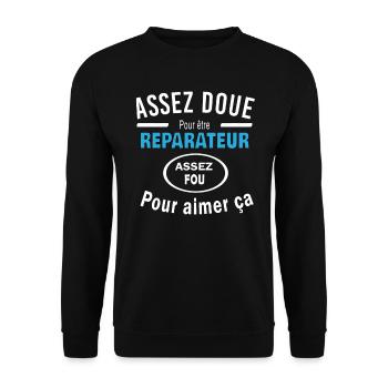 Assez doue pour etre REPARATEUR - Sweat-shirt Unisexe - noir - Devant - Alina (178cm) & Michal (187cm)