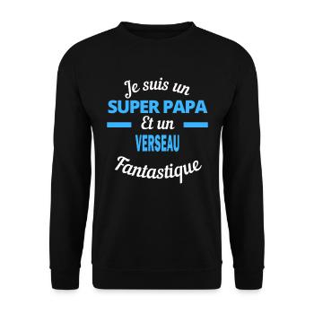 SUPER PAPA Fantastique VERSEAU - Sweat-shirt Unisexe - noir - Devant - Alina (178cm) & Michal (187cm)