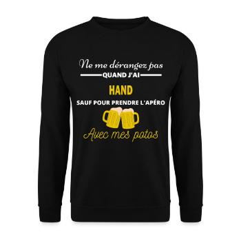 Ne me dérangez pas QUAND J'ai l'apéro hand - Sweat-shirt Unisexe - noir - Devant - Alina (178cm) & Michal (187cm)