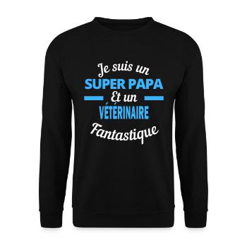 SUPER PAPA Fantastique VÉTÉRINAIRE - Sweat-shirt Unisexe - noir - Devant - Alina (178cm) & Michal (187cm)