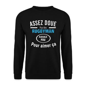 Assez doue pour etre RUGBYMAN - Sweat-shirt Unisexe - noir - Devant - Alina (178cm) & Michal (187cm)