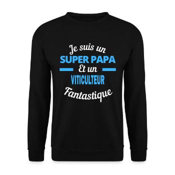 SUPER PAPA Fantastique VITICULTEUR - Sweat-shirt Unisexe - noir - Devant - Alina (178cm) & Michal (187cm)