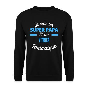 SUPER PAPA Fantastique VITRIER - Sweat-shirt Unisexe - noir - Devant - Alina (178cm) & Michal (187cm)