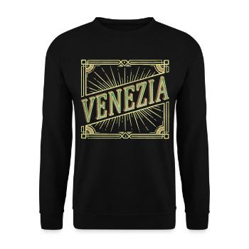Venedig Italien Stadt Schrift Vintage Retro Antik - Unisex Pullover - Schwarz - Vorne - Alina (178cm) & Michal (187cm)