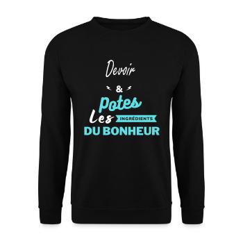 potes les ingrédients du bonheur Devoir - Sweat-shirt Unisexe - noir - Devant - Alina (178cm) & Michal (187cm)