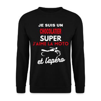 moto phrase drôle apéro CHOCOLATIER citation - Sweat-shirt Unisexe - noir - Devant - Alina (178cm) & Michal (187cm)