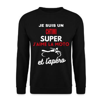 moto phrase drôle apéro CHTIMI citation - Sweat-shirt Unisexe - noir - Devant - Alina (178cm) & Michal (187cm)
