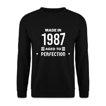 Perfekt gealtert 1987 - Unisex Pullover - Schwarz - Vorne - Alina (178cm) & Michal (187cm)