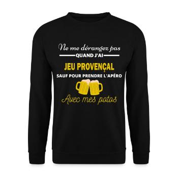 Ne dérangez pas QUAND J'ai l'apéro jeu provençal - Sweat-shirt Unisexe - noir - Devant - Alina (178cm) & Michal (187cm)