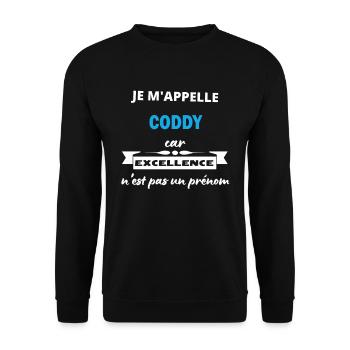 Je m'appelle excellence Coddy - Sweat-shirt Unisexe - noir - Devant - Alina (178cm) & Michal (187cm)