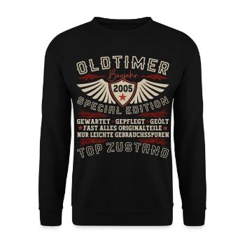 Oldtimer Jahrgang 2005 17. Geburtstag Geschenk Fun - Unisex Pullover - Schwarz - Vorne - Alina (178cm) & Michal (187cm)
