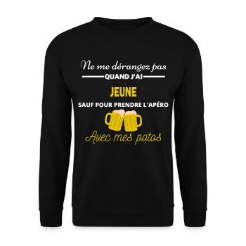 Ne me dérangez pas QUAND J'ai l'apéro jeune - Sweat-shirt Unisexe - noir - Devant - Alina (178cm) & Michal (187cm)