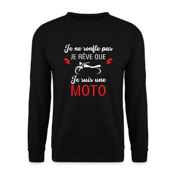 Je Ne Ronfle Pas Je Rêve Que Je Suis Une Moto - Sweat-shirt Unisexe - noir - Devant - Alina (178cm) & Michal (187cm)