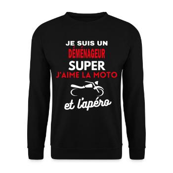 moto phrase drôle apéro DÉMÉNAGEUR citation - Sweat-shirt Unisexe - noir - Devant - Alina (178cm) & Michal (187cm)