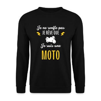 Je Ne Ronfle Pas Je Rêve Que Je Suis Une Moto - Sweat-shirt Unisexe - noir - Devant - Alina (178cm) & Michal (187cm)