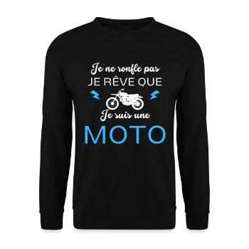 Je Ne Ronfle Pas Je Rêve Que Je Suis Une Moto - Sweat-shirt Unisexe - noir - Devant - Alina (178cm) & Michal (187cm)