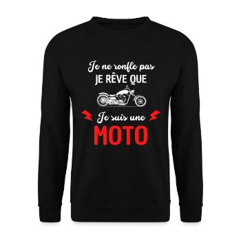 Je Ne Ronfle Pas Je Rêve Que Je Suis Une Moto - Sweat-shirt Unisexe - noir - Devant - Alina (178cm) & Michal (187cm)