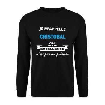 Je m'appelle excellence Cristobal - Sweat-shirt Unisexe - noir - Devant - Alina (178cm) & Michal (187cm)