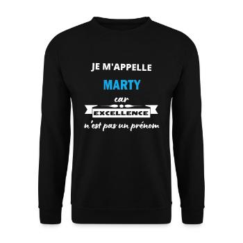 Je m'appelle excellence Marty - Sweat-shirt Unisexe - noir - Devant - Alina (178cm) & Michal (187cm)
