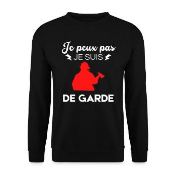 je peux pas je suis de garde pompier - Sweat-shirt Unisexe - noir - Devant - Alina (178cm) & Michal (187cm)