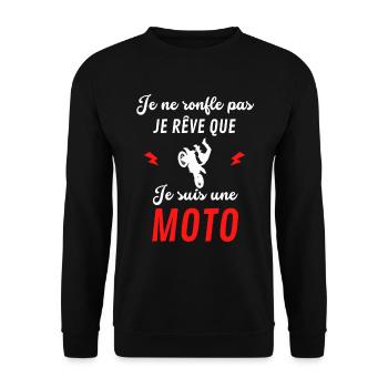 Je Ne Ronfle Pas Je Rêve Que Je Suis Une Moto - Sweat-shirt Unisexe - noir - Devant - Alina (178cm) & Michal (187cm)