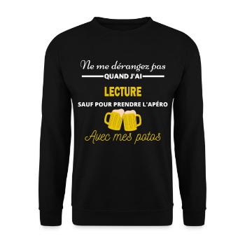 Ne me dérangez pas QUAND J'ai l'apéro lecture - Sweat-shirt Unisexe - noir - Devant - Alina (178cm) & Michal (187cm)