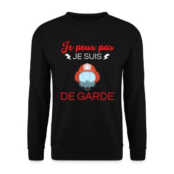 je peux pas je suis de garde pompier - Sweat-shirt Unisexe - noir - Devant - Alina (178cm) & Michal (187cm)