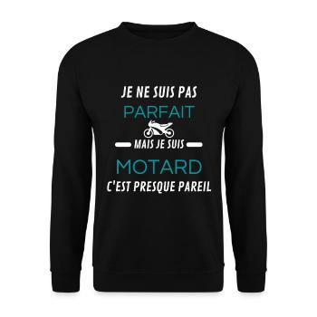 je ne suis pas parfait motard - Sweat-shirt Unisexe - noir - Devant - Alina (178cm) & Michal (187cm)