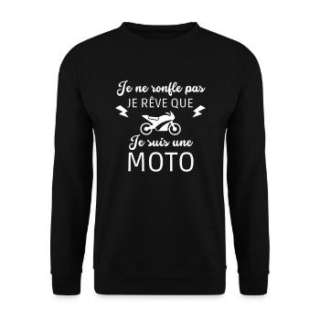 Je Ne Ronfle Pas Je Rêve Que Je Suis Une Moto - Sweat-shirt Unisexe - noir - Devant - Alina (178cm) & Michal (187cm)